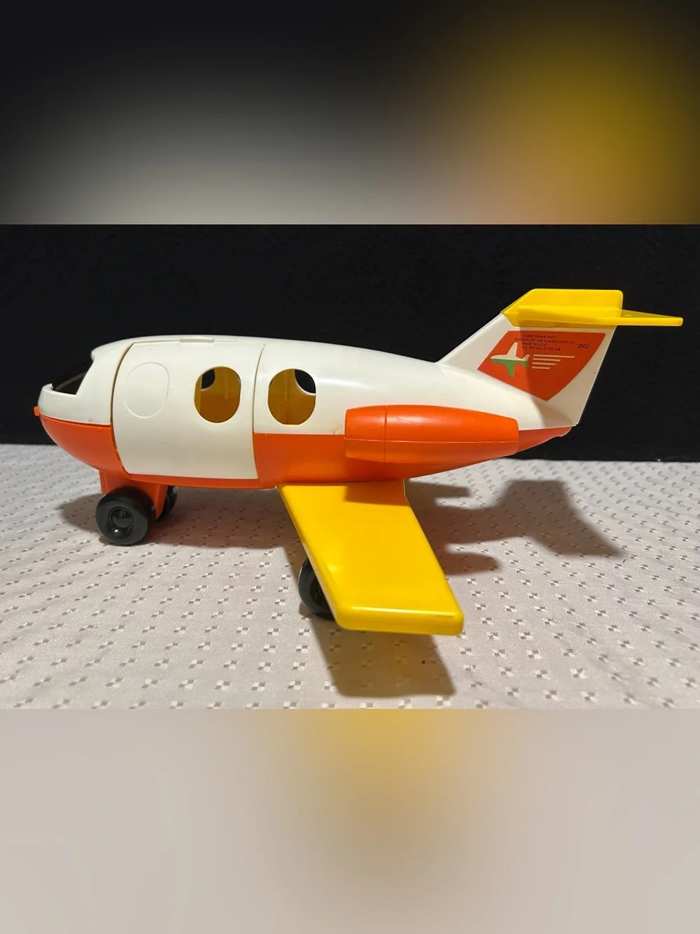 Vintage 1980 Fisher Price Little People Yellow & Orange Jet Airplane Plane